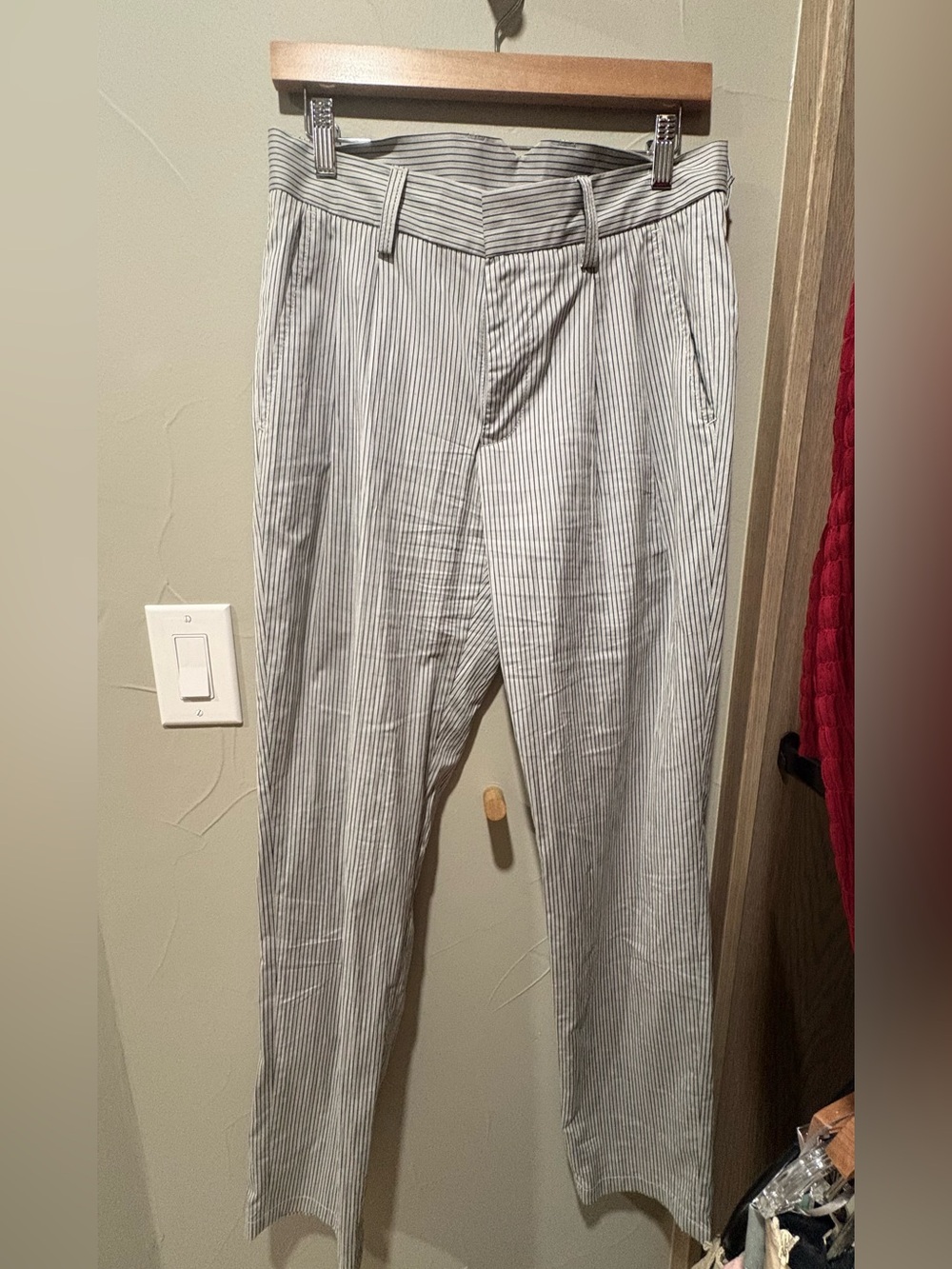 VINTAGE ARMANI Pinstripe Casual Trousers in Light Gray